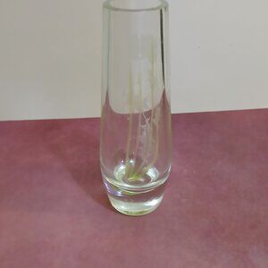 Crystal Bud Vase with Etched Thistle-Signed